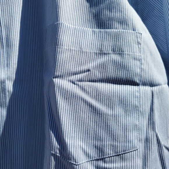 Ketch Men's Button Up Dress Shirt. Blue w/ Stripes. NWOT.  16-34/35 65/35 PolyCo - Picture 5 of 8